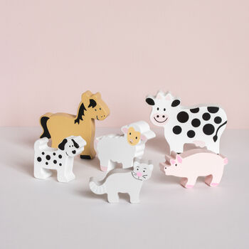 Personalised Wooden Farm Tractor Toy With Trailer And Animals, 6 of 12