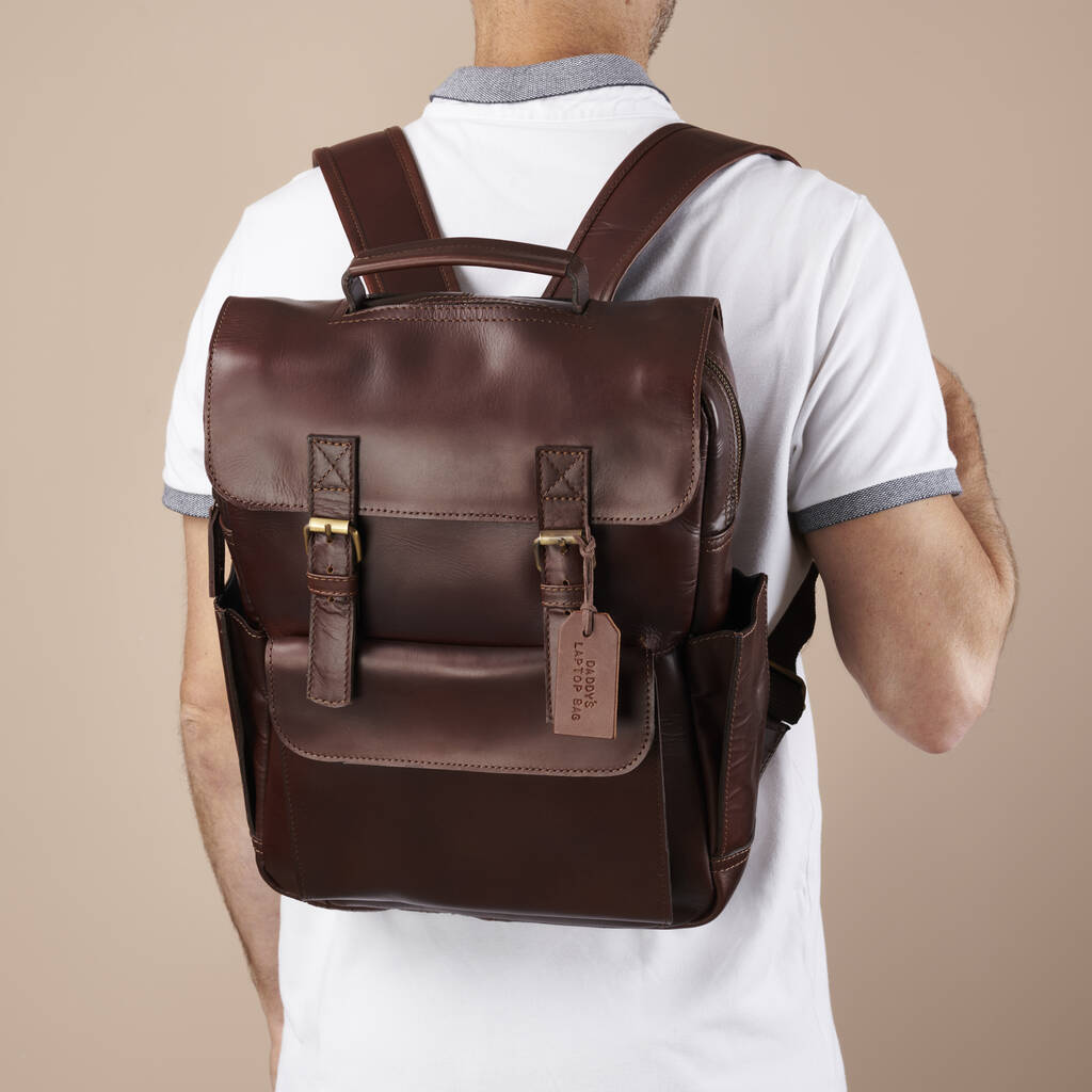 Personalised Leather Laptop Backpack, 1 of 5