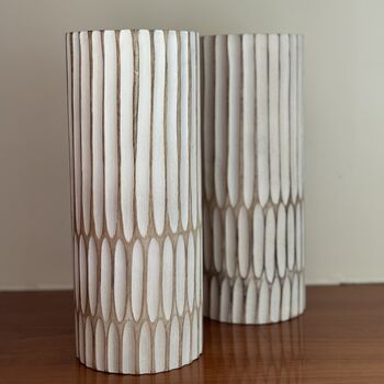Mango Wood Vase Whitewash Finish, 6 of 7