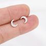 Cz Crescent Moon Stud Earrings In Sterling Silver, thumbnail 2 of 11