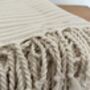 Cream Striped Design Cotton Bedspread, thumbnail 2 of 8