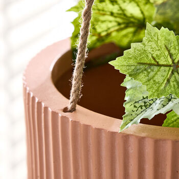 Roma Ribbed Terracotta Hanging Planter, 6 of 7