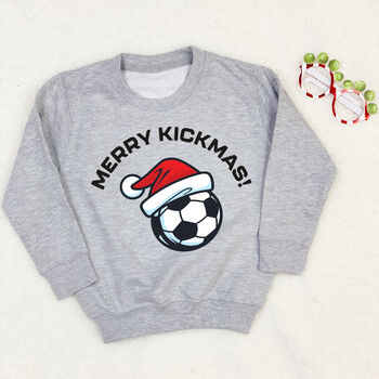 Merry Kickmas Kid's Football Christmas Jumper, 3 of 3