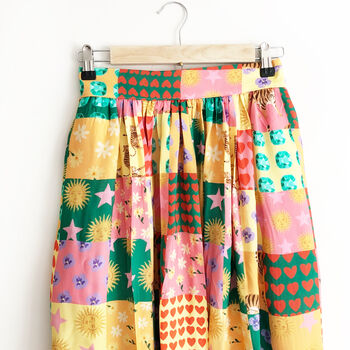 Bohemian Patchwork Print Midi Skirt, 4 of 7