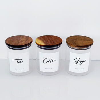 Set Of Tea, Coffee And Sugar Jars With Acacia Lids, 11 of 11