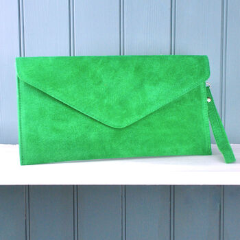 Personalised Suede Leather Envelope Clutch Bag, 5 of 12