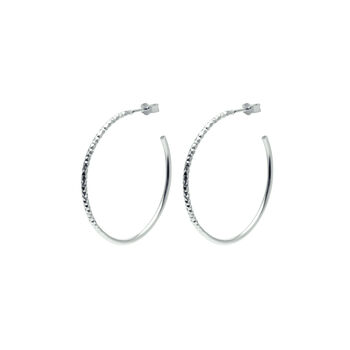 Mixed Texture Silver Hoop Earrings, 2 of 6
