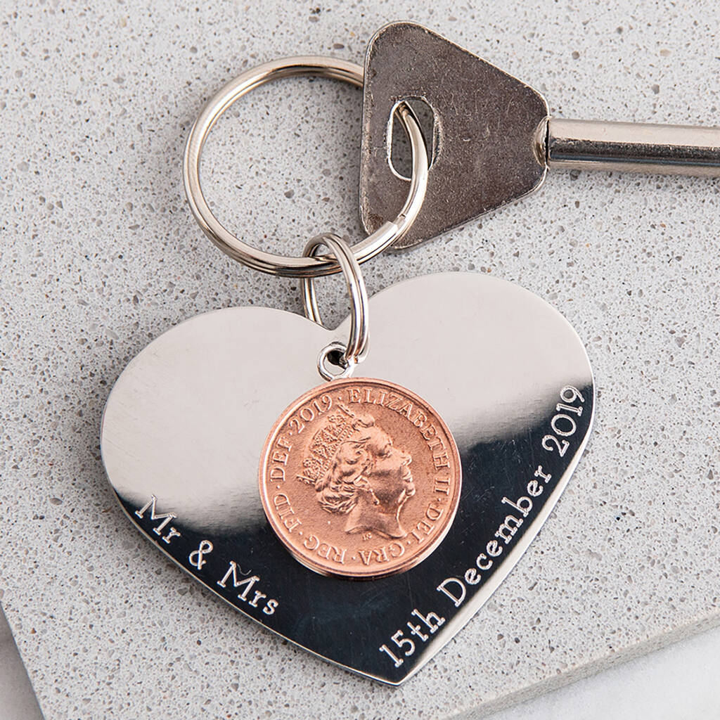 Image of Personalised Couples Heart Keyring