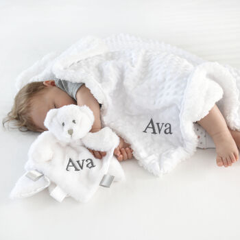 Personalised White Sherpa Blanket And Comforter Set, 4 of 12