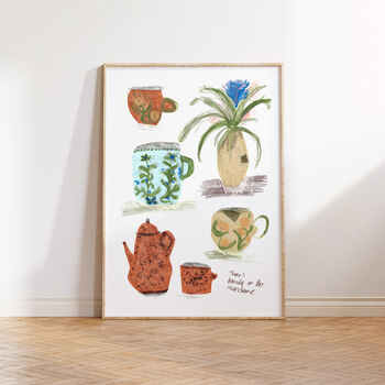 There's Beauty In The Mundane Print, Kitchen Trinkets Art Poster, 2 of 4