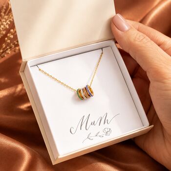 Family Birthstone Rings Necklace, 4 of 9