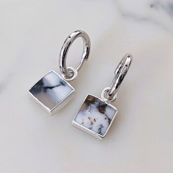 The Square Dendritic Agate Silver Gemstone Earrings, 6 of 6