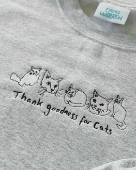 Thank Goodness For Cats Embroidered Sweater, 5 of 7