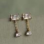 Baguette Rectangle Dangle Stud Earrings, thumbnail 5 of 5