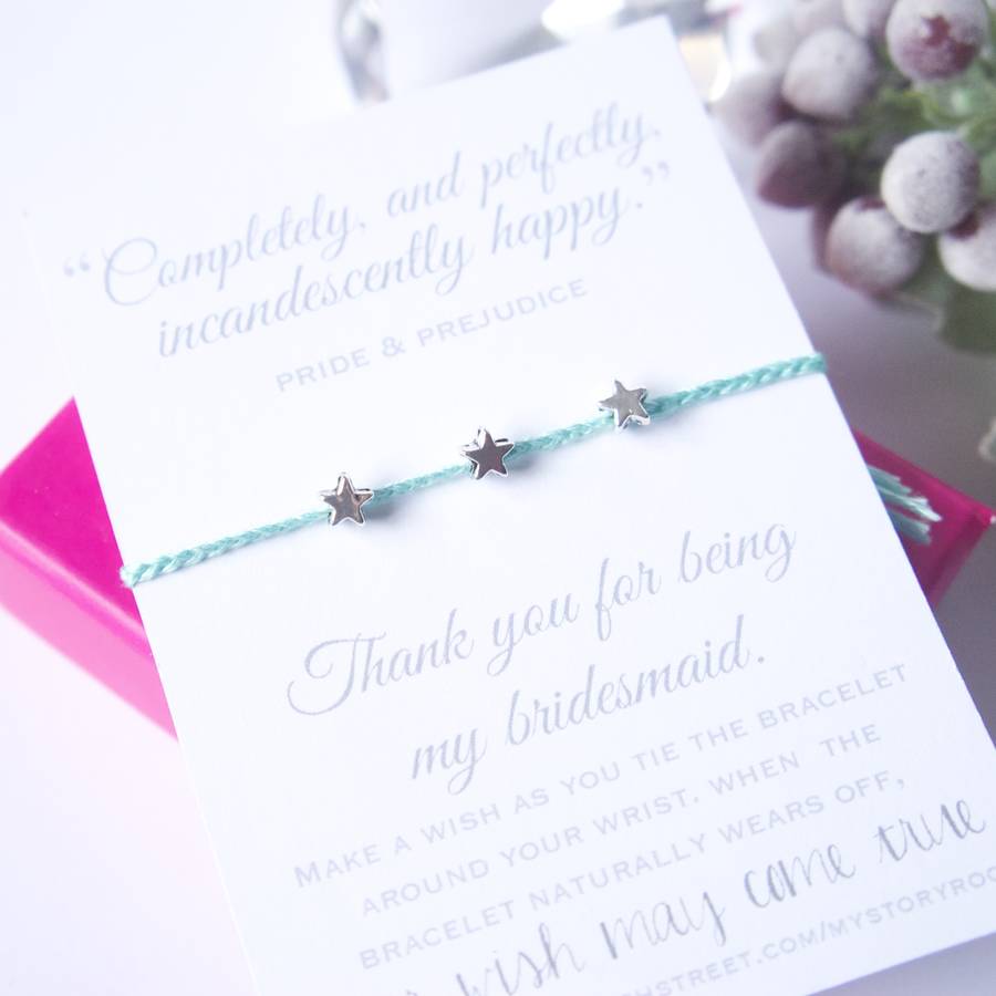 'thank you for being my bridesmaid' quote wish bracelet by 