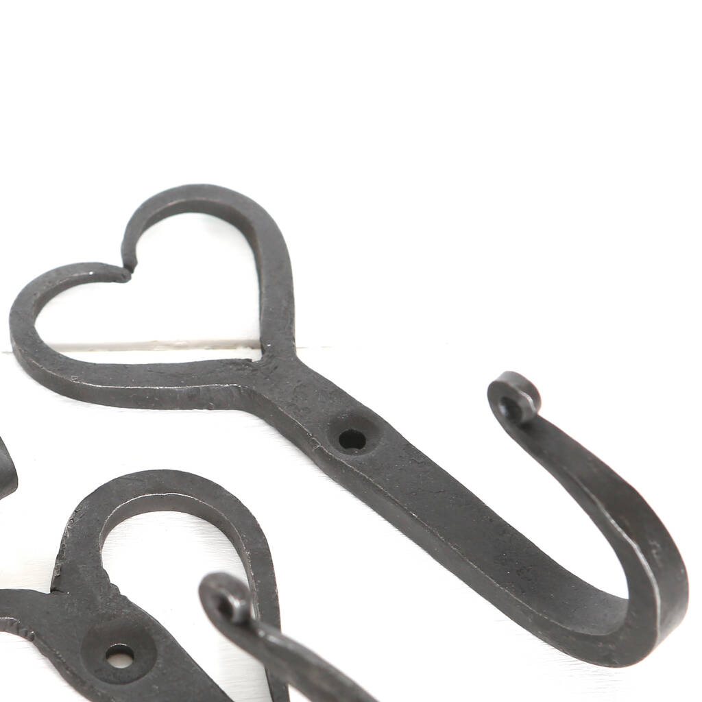 Long Black Heart Iron Wall Hook By Red Berry Apple