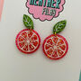 Grapefruit Glitter Earrings, thumbnail 2 of 2