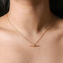 Crystal Feature T Bar Pendant Necklace In Gold, thumbnail 1 of 4