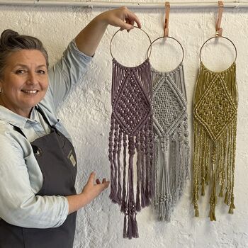 Wall Hanging With Copper Hoop Macramé Kit, 5 of 12
