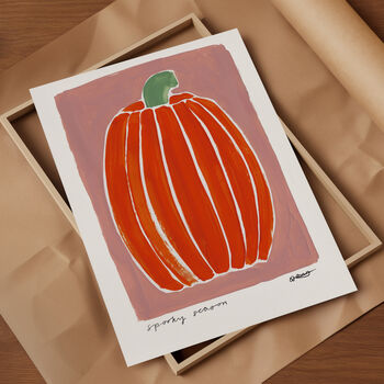 Pumpkin Hand Painted Art Print, 3 of 5