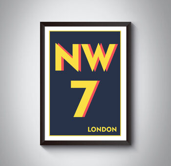 Nw7 Barnet London Typography Postcode Print, 9 of 10