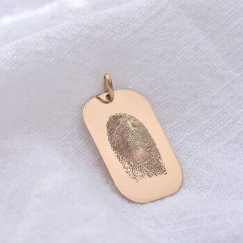 Personalised 9ct Solid Gold Tag Fingerprint Necklace, 2 of 4