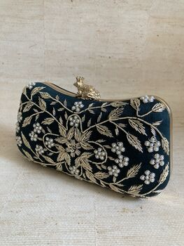 Handcrafted Emerald Green Silk Clutch Bag, 7 of 10