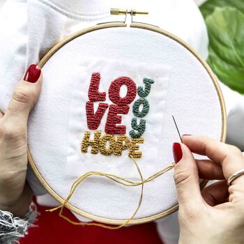 Make, Stitch And Upcycle Hand Embroidery Love Craft Kit, 4 of 5