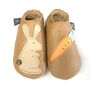 Boys Or Girls Soft Leather Baby Shoes Rabbit And Carrot, thumbnail 1 of 3