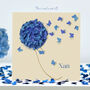 Nan Birthday Butterfly Blue Hydrangea Butterflies Card, thumbnail 1 of 12