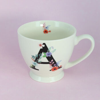 G Decor Floral Alphabet Ceramic Tea Coffee Xl Mug Cup, 5 of 12
