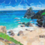 Kynance Cove Cornwall Upcycled Paper Collage Print, thumbnail 2 of 4