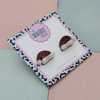Christmas Santa Hat Glitter Studs, 2 of 5