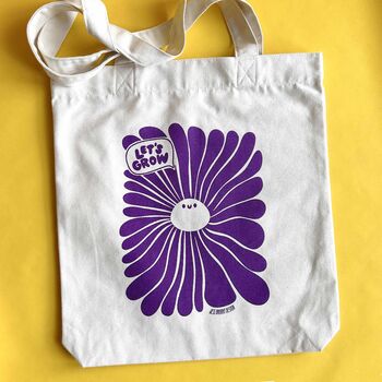 Cute Double Sided Happy/Sad Flower 100% Recycled Tote, 6 of 6