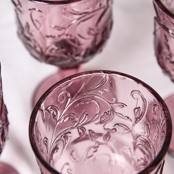 Set Of Four Lucena Amethyst Wine Goblets, 3 of 7