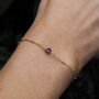 February Birthstone Amethyst Gold Bracelet, thumbnail 1 of 4