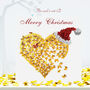 Gold Christmas Butterfly Heart Santa's Hat Card, thumbnail 1 of 12