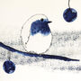 Six Blue And White Inky Robin Christmas Cards, thumbnail 5 of 7