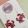Red Crab Resin Glitter Earrings / Cancer Zodiac Jewellery / Gift For Crab Lovers, thumbnail 5 of 5