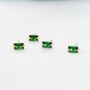 Sterling Silver Tiny Baguette Cut Emerald Green Cz Stud Earrings, thumbnail 5 of 12
