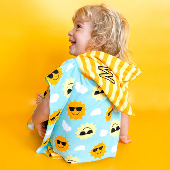 Personalised Happy Sun Toddler Hooded Towel, 9 of 12