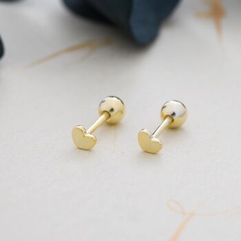 Sterling Silver Tiny Pair Of Heart Screw Back Earrings, 3 of 12