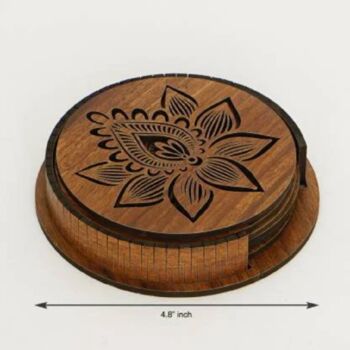 Wooden Tea Coaster With Stand For Dining/Office Table, 4 of 4