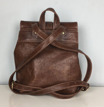 Handcrafted Small Brown Backpack, 3 of 7