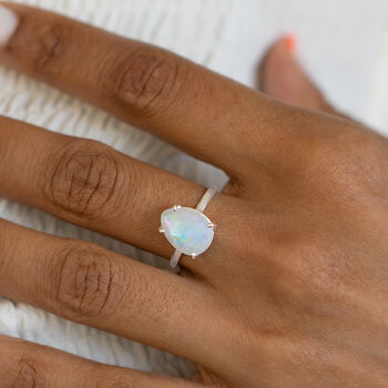 Moonstone Teardrop Faceted Gemstone Ring, 2 of 8