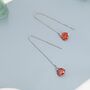 Garnet Red Cz Heart Threader Earrings, thumbnail 4 of 8