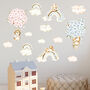 Floral Bunnies Clouds And Rainbows Wall Sticker Set, thumbnail 1 of 5