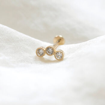 14 Carat Gold Trillion Labret Helix Earring, 4 of 6