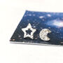 Mini Crescent Moon And Hollow Star Mismatched Earrings, thumbnail 3 of 8