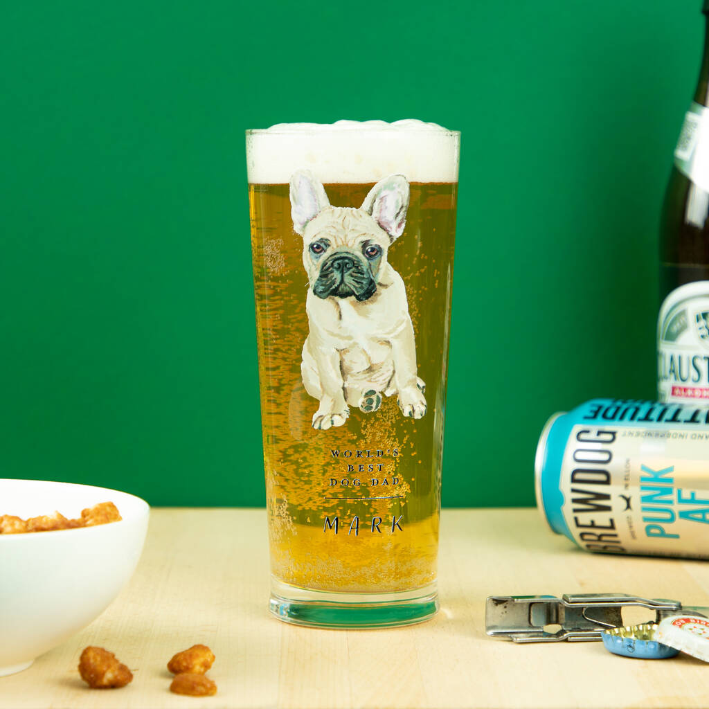 Personalised Best Dog Dad Printed Pint Glass, 1 of 7